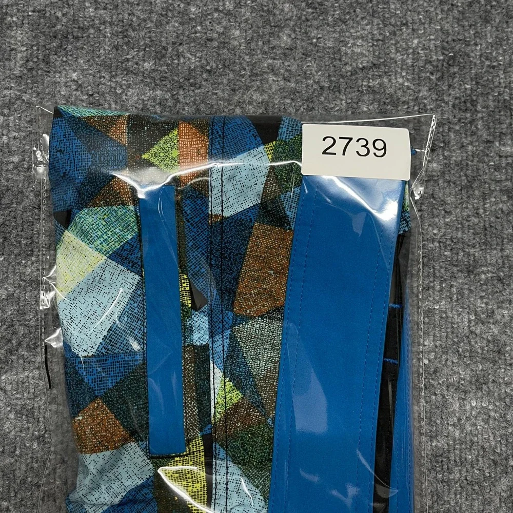 Prana Board Shorts Mens Size 36 Blue Black Geometric Mosaic Print Swim Trunks